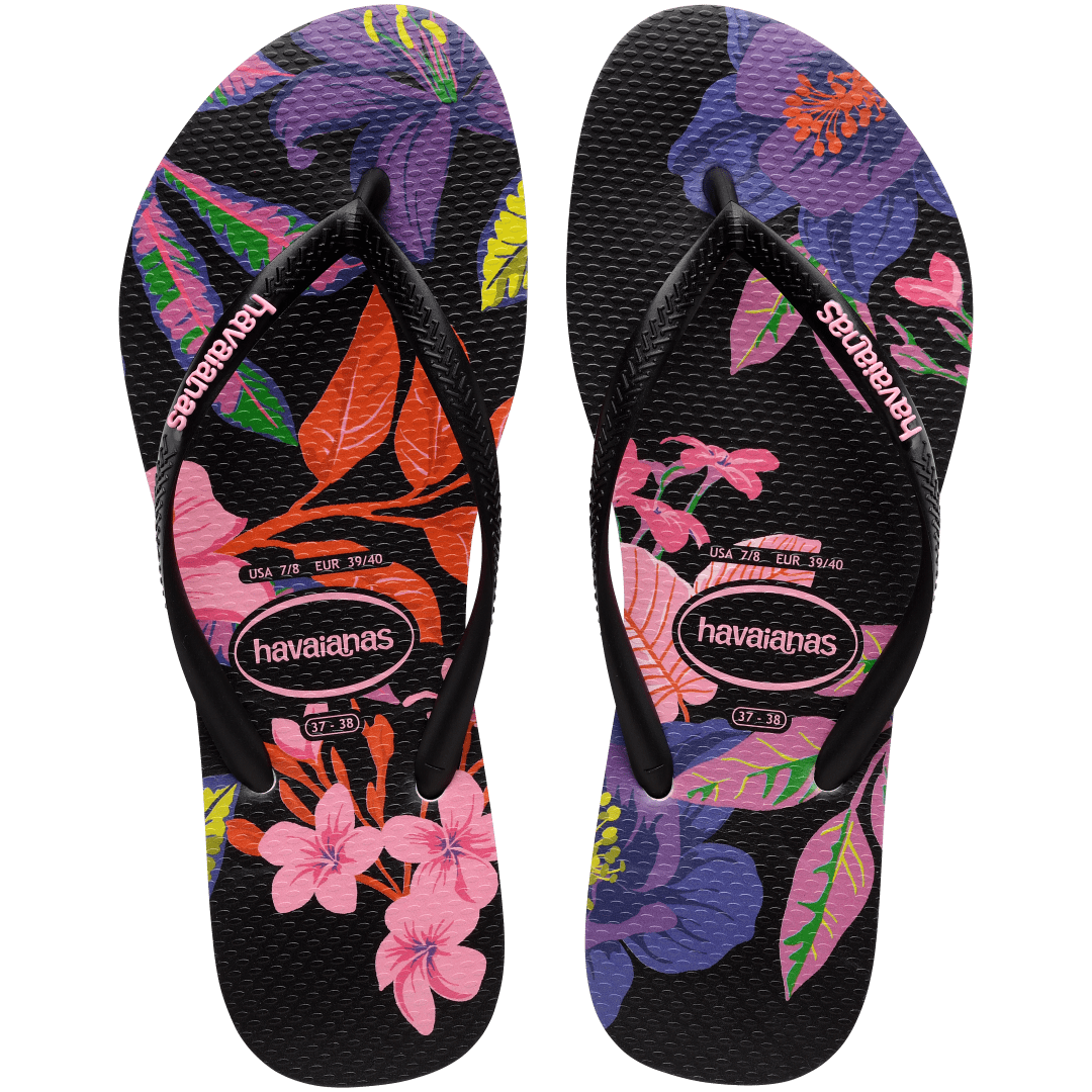 Women's Floral Colors Slim Flip Flops